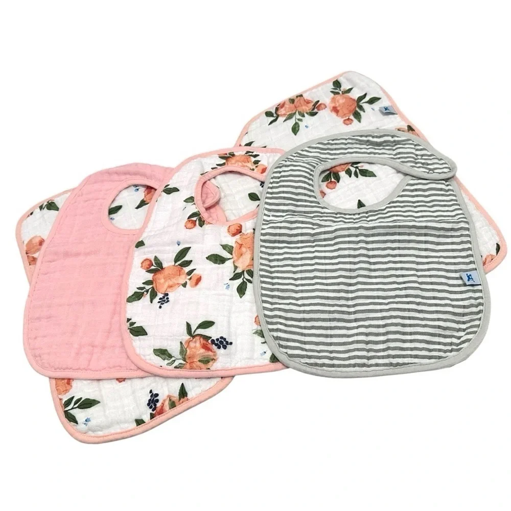 Little Unicorn Watercolor Roses Cotton Muslin Gift Set Swaddle Bibs Burp Cloth